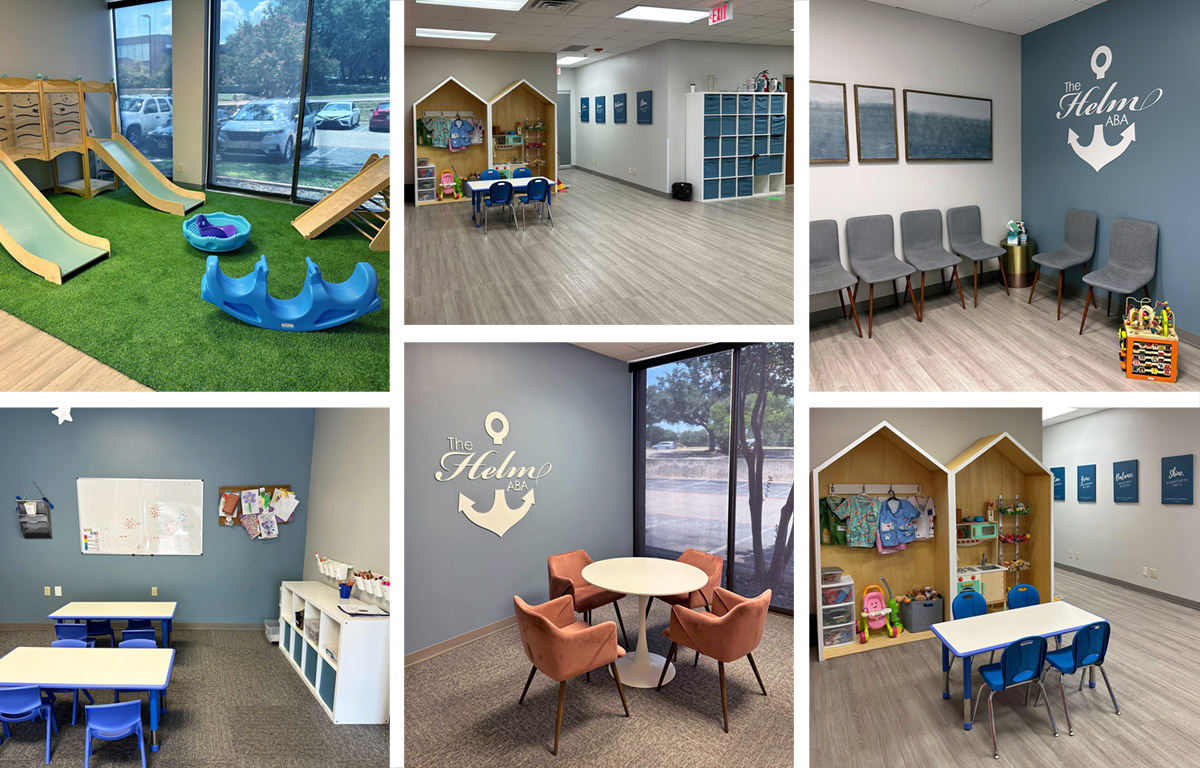 photos of staff and children playing in our clean, organized space