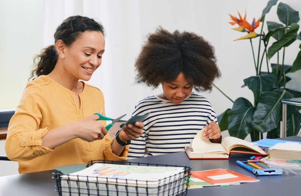 Autism. Care of girl child mental health with a child psychologist using art psychotherapy session Autism. Care of girl child mental health with a child psychologist using art psychotherapy session